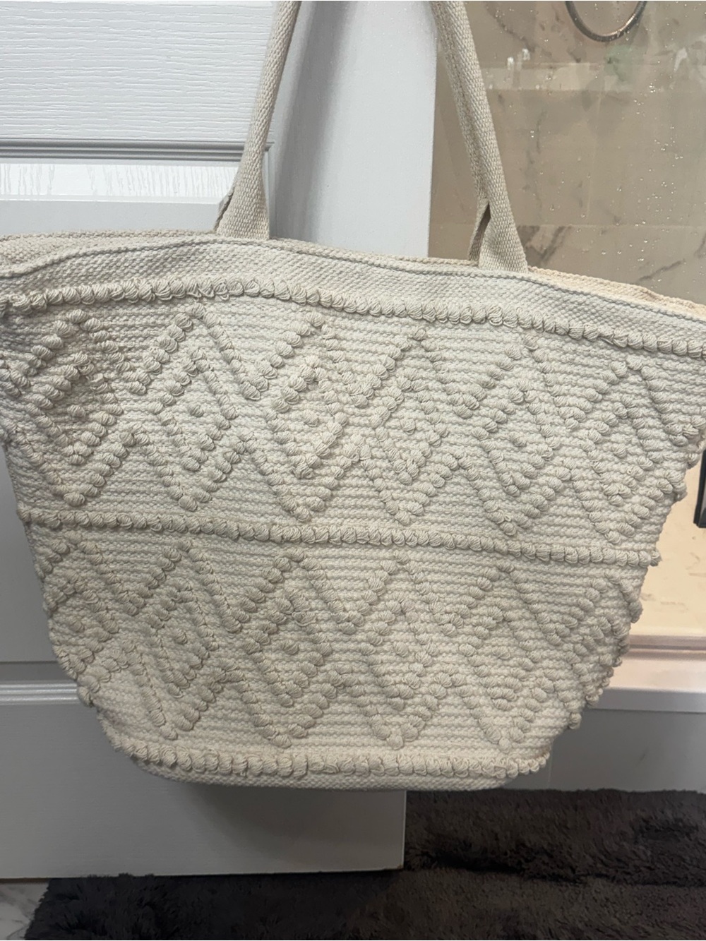Shade & Shore Cream Woven Diamond-Pattern Tote never used